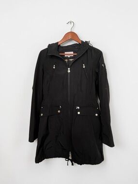 Laundry by Shelli Segal Jacket Womens S Black Hooded Anorak Utility Parka Coat